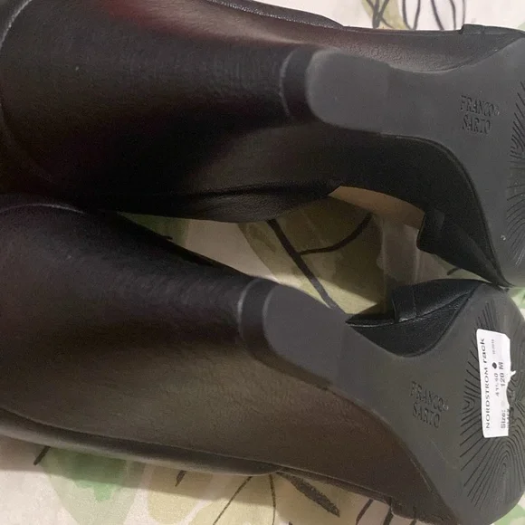 Franco Sarto Leather Pump Heels Black Fenway Leather Wedge Size 12 - Picture 9 of 10